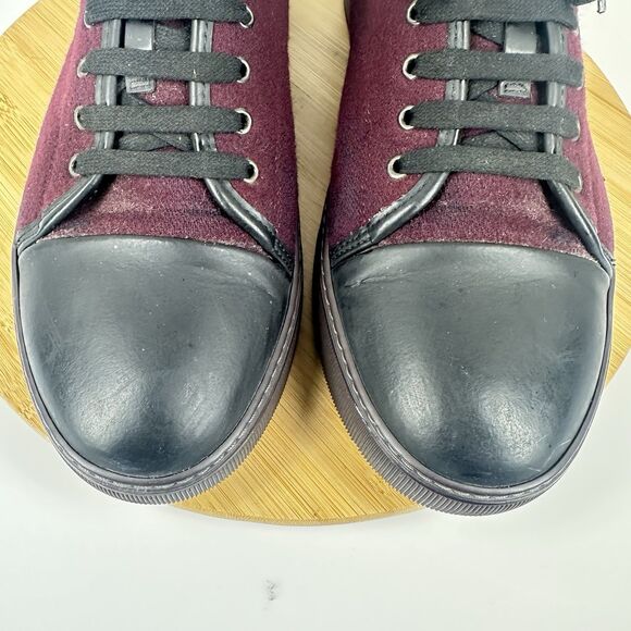 Lanvin DBB1 Suede And Patent Leather Sneakers Men\'s UK12 / US13 Toe Cap Burgundy main image 11